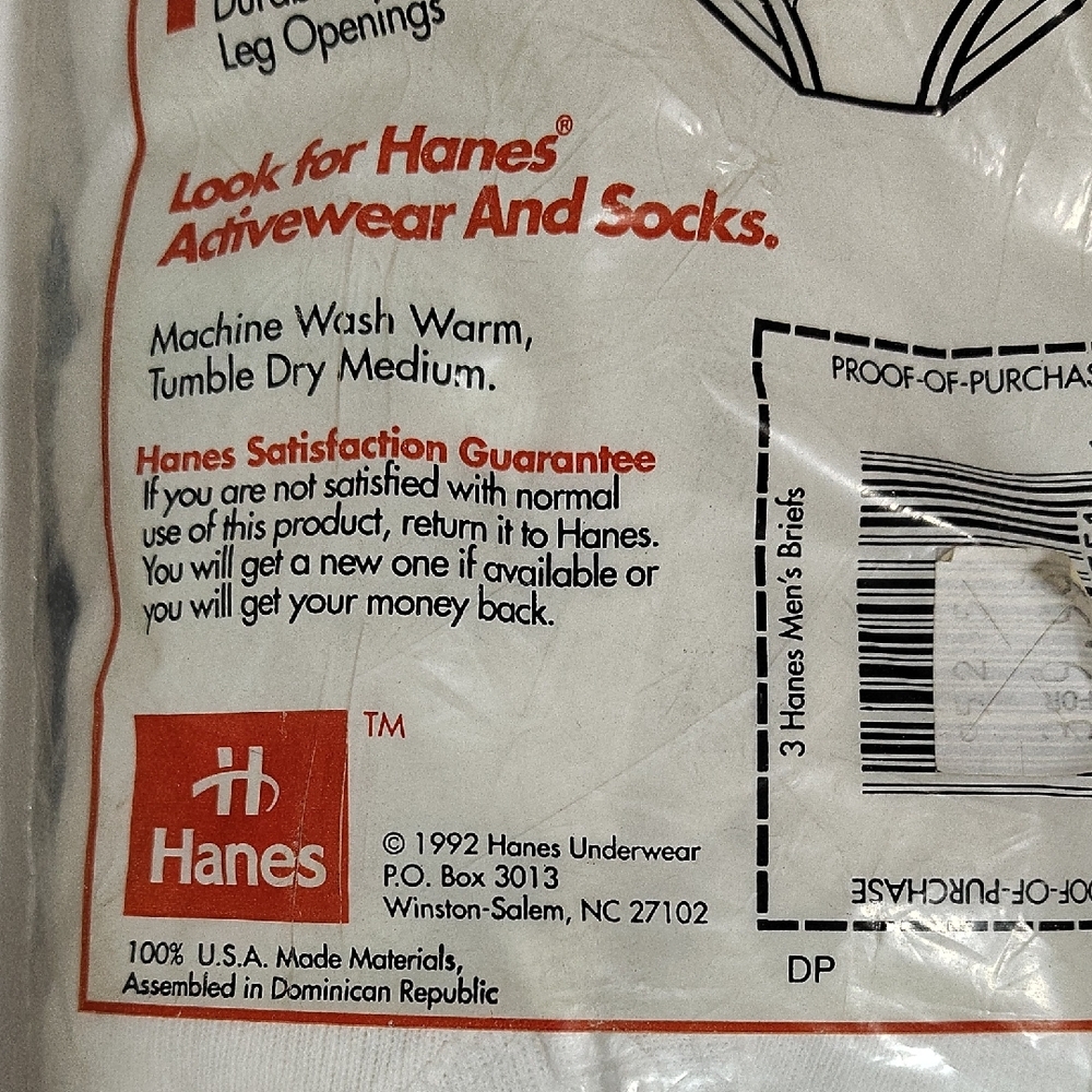 1992 Vintage Hanes Men's Classic White Briefs 3 Pack Size 30 - Picture 7 of 8